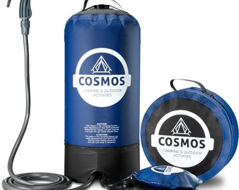 Cosmos camping shower - portable outdoor shower with foot water pump, carry bag, perfect for camping, garden, travel, dogs - 11 litres