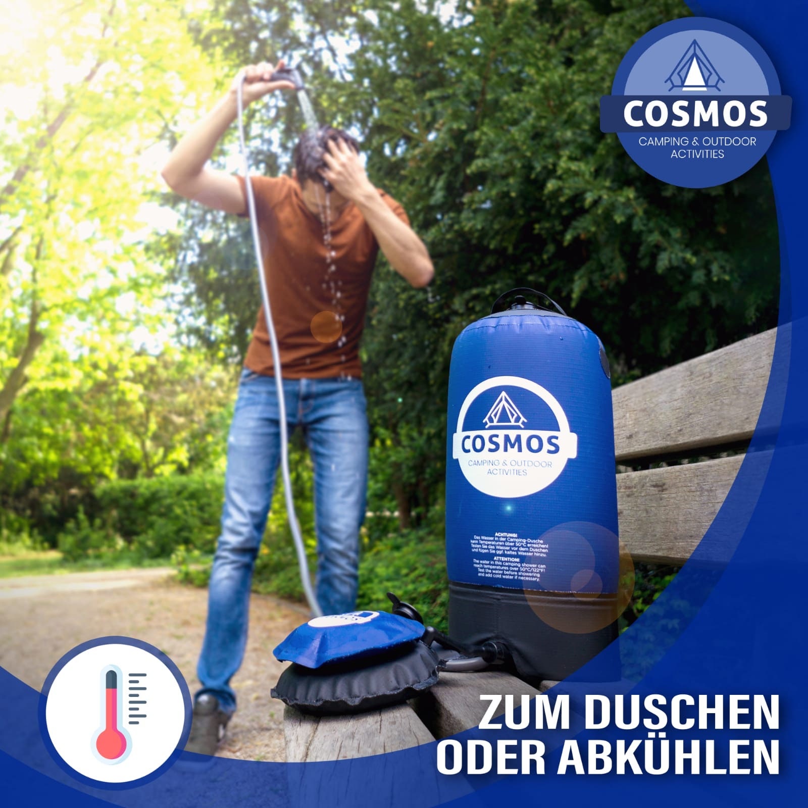 Cosmos Camping Shower Portable Outdoor Shower With Foot Water Pump