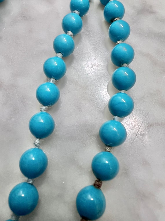 Long, Aqua-Blue Beaded Necklace