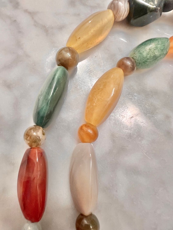 Colorful Vintage Multistone Necklace — Agate, Carn
