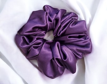 Jumbo Scrunchie, Purple Satin, Wedding Scrunchie, Luxury Scrunchie, Hair Accessory, Satin Scrunchie, Purple Scrunchie