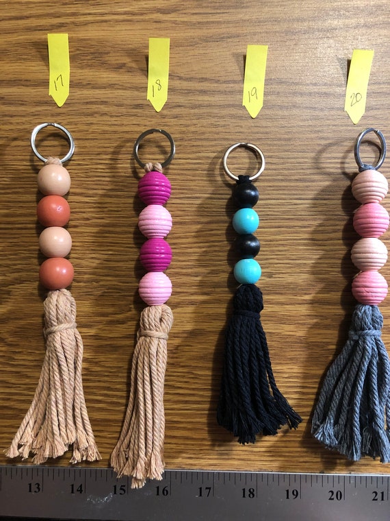 Wooden bead keychain collection Etsy