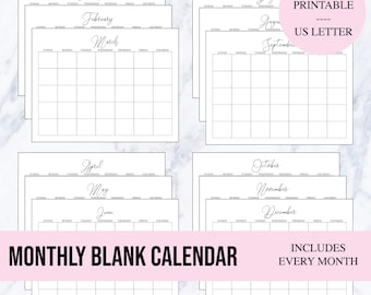 Blank Calendar Calendar Printable Printable Planner Monthly - Etsy