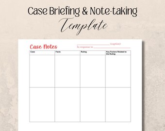 Printable Case Briefing Template Etsy Printable Case Briefing Template Etsy