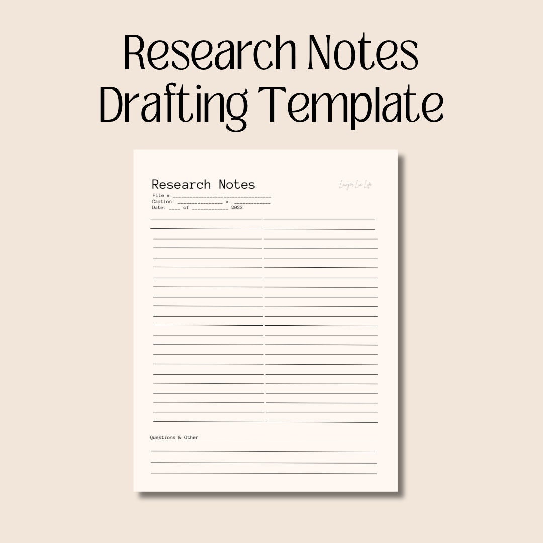 Research Notes Template for Lawyers Lawyer Notes Drafting Template Case Research Notes Template for Lawyers Lawyer Notes Drafting Template Case