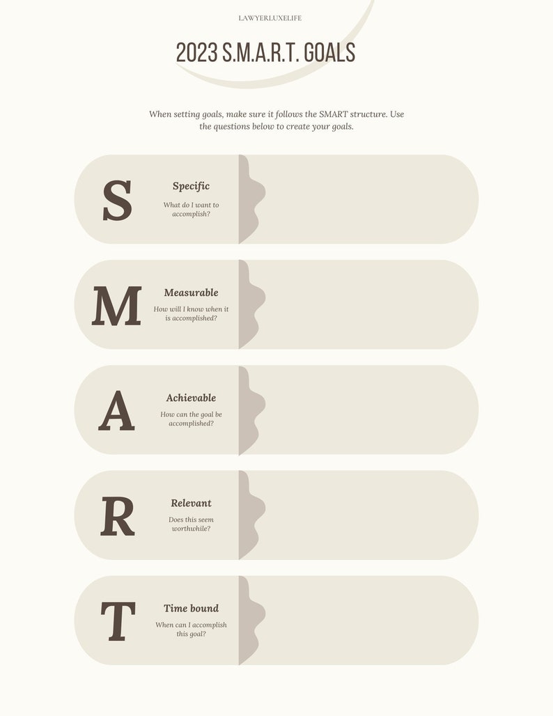 SMART Goals 2023 Goal Setting Template Etsy