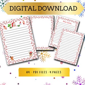 Druckbarer Brief an den Weihnachtsmann - Geschenk für Kinder - Einfach zu drucken - Weihnachten Wunschliste - Sofortiger Download - Elfe im Regal