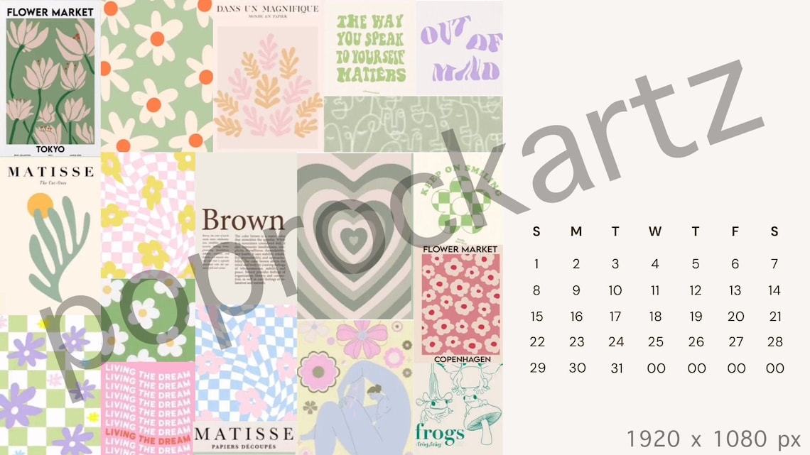 Preppy Calendar Collage Desktop Calendar Etsy