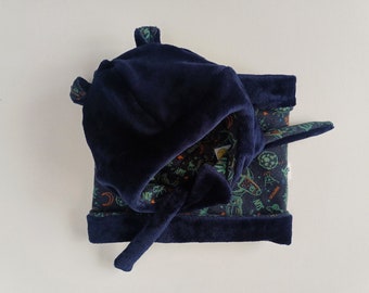 Bonnet réversible et grand tour de cou snood enfants thèmes animaux et cie plusieurs imprimés