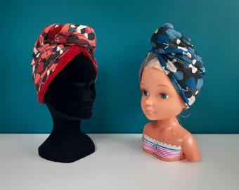 Serviette turban de bain enfant et adulte tissus au choix en micro-éponge de bambou et coton