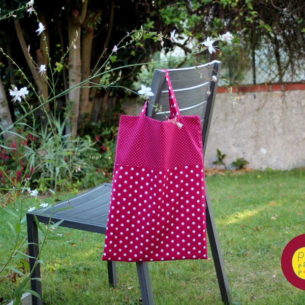 Sac bibliothèque tote bag fait main thème rose rouge plusieurs imprimés