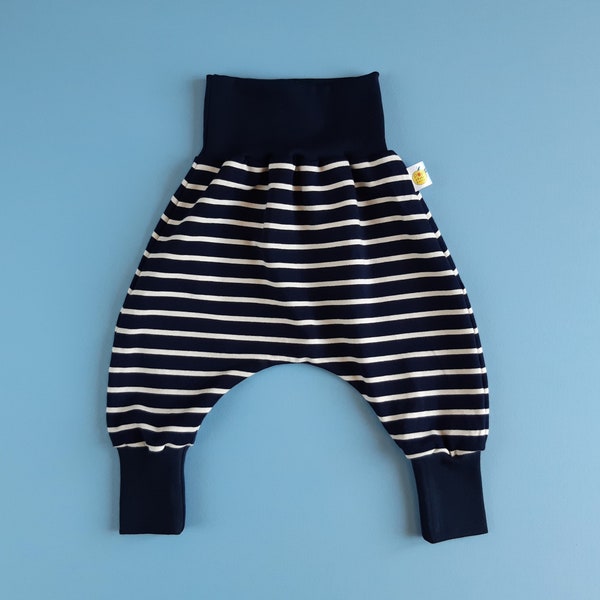 Sarouel évolutif enfant et bébé demi-saison thème rayures marin en jersey de coton plusieurs imprimés