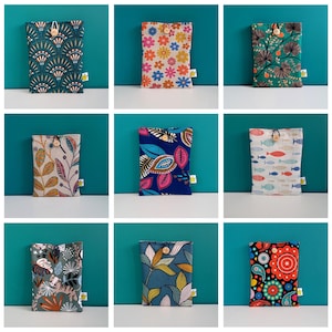 Funda acolchada para libro con cierre de botón, 2 tamaños y varios estampados imagen 4