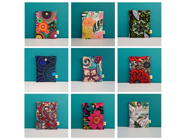 Funda acolchada para libro con cierre de botón, 2 tamaños y varios estampados imagen 5