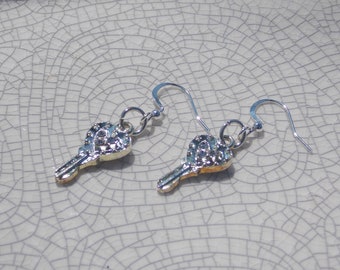 Key To Your Heart Dangle Earrings, Silver key Earrings, Heart Dangle Earrings