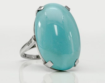 Klassischer Platin Türkis und Diamant Ring