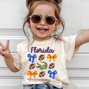 Toddler Florida Football Coquette Shirt, Toddler Florida Football Bow Shirt, Toddler College Game Day Shirt, Kids Florida Shirt, Florida