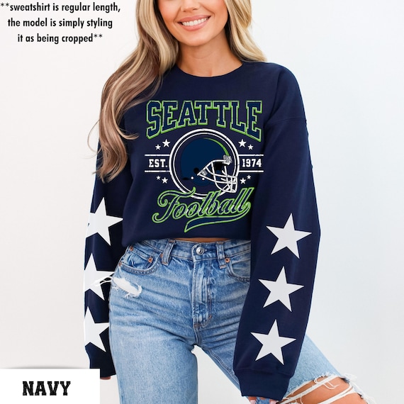 Seattle Football Crewneck, Seahawks Sweatshirt, Vintage Seattle Football Crewneck Sweatshirt, Seattle T-Shirt, Retro Seattle Football