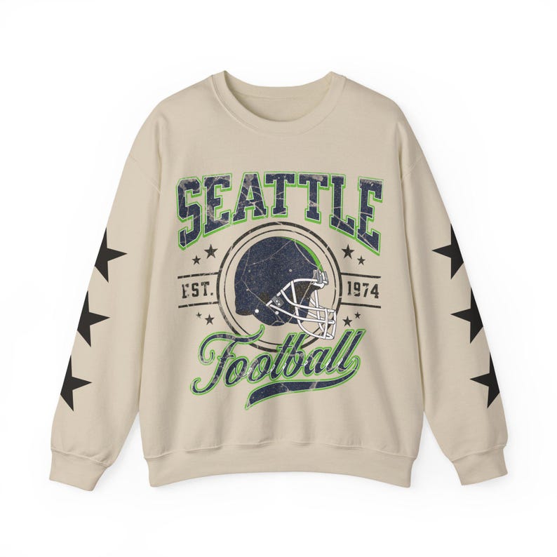 Seattle Football Crewneck, Seahawks Sweatshirt, Vintage Seattle Football Crewneck Sweatshirt, Seattle T-Shirt, Retro Seattle Football image 10