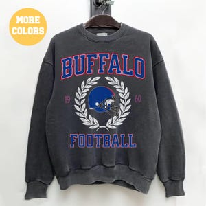 Comfortkleuren Buffalo Football-sweater, Buffalo Crewneck, vintage Buffalo-sweater, Buffalo Football-sweater, Josh Allen