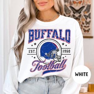 Comfortkleuren Buffalo Football-sweater, Buffalo Crewneck, vintage Buffalo-sweater, Buffalo Football-sweater, Josh Allen