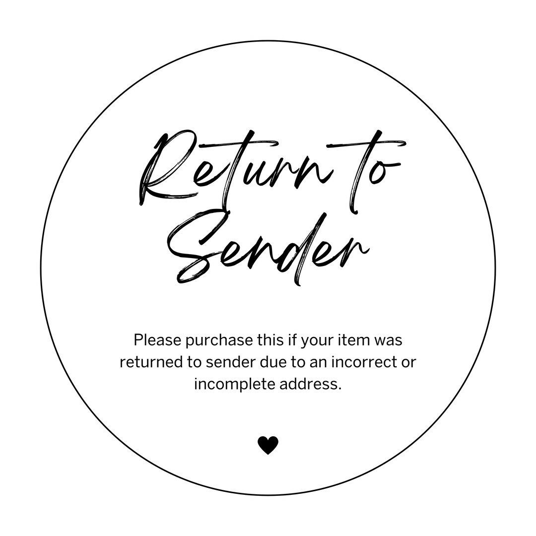 Return to Sender Postage Coverage - Etsy