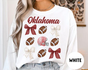 Comfort Colors Oklahoma Football Sweatshirt, Comfort Colors Oklahoma, College Game Day Shirt, Oklahoma Bow Shirt, Oklahoma Coquette