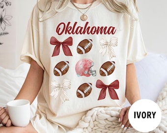 Oklahoma Football Shirt, Comfort Colors Oklahoma, College Game Day Shirt, Oklahoma Bow Shirt, Oklahoma Coquette, Oklahoma College Shirt