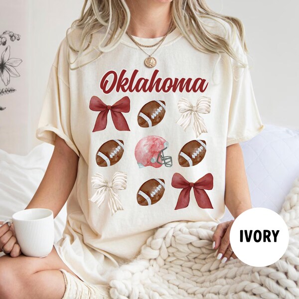 Oklahoma Football Shirt, Comfort Colors Oklahoma, College Game Day Shirt, Oklahoma Bow Shirt, Oklahoma Coquette, Oklahoma College Shirt