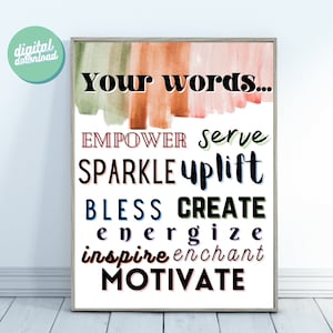 Your words printable, Speech therapy poster, speech therapy decor, speech therapy gift, speech therapy art, slp poster, speech pathology