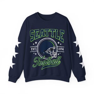Seattle Football Crewneck, Seahawks Sweatshirt, Vintage Seattle Football Crewneck Sweatshirt, Seattle T-Shirt, Retro Seattle Football image 8