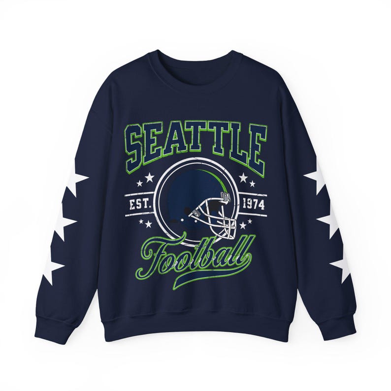 Seattle Football Crewneck, Seahawks Sweatshirt, Vintage Seattle Football Crewneck Sweatshirt, Seattle T-Shirt, Retro Seattle Football image 8