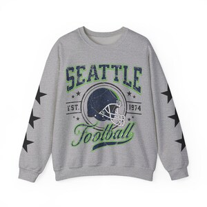 Seattle Football Crewneck, Seahawks Sweatshirt, Vintage Seattle Football Crewneck Sweatshirt, Seattle T-Shirt, Retro Seattle Football image 9