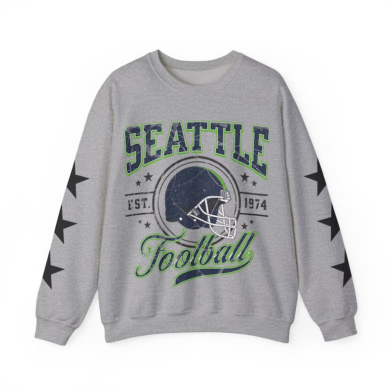 Seattle Football Crewneck, Seahawks Sweatshirt, Vintage Seattle Football Crewneck Sweatshirt, Seattle T-Shirt, Retro Seattle Football image 9