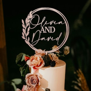 Wedding Cake Topper With Rustic Wreath / Mr and Mrs Cake Topper / Personalized Wedding Cake Topper / Initials Monogram Toppers -MIM