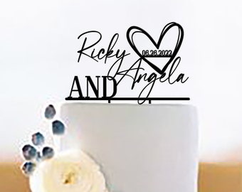 Personalized Wedding Cake Topper / Couple Names Cake Toppers for Wedding / Rustic Wedding Cake Topper / Mr and Mrs Cake Topper  -MIM
