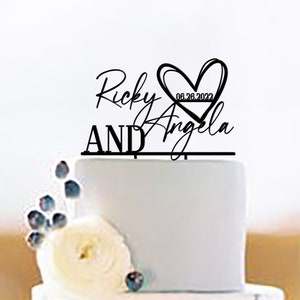 Personalized Wedding Cake Topper / Couple Names Cake Toppers for Wedding / Rustic Wedding Cake Topper / Mr and Mrs Cake Topper  -MIM