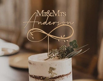 Personalized Infinity Symbol Wedding Cake Topper / Rustic Wedding Cake Topper / Mr and Mrs Cake Topper / Engagement Cake Topper -MIM