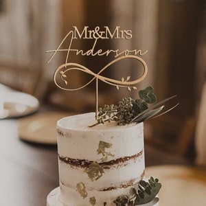 Personalized Infinity Symbol Wedding Cake Topper / Rustic Wedding Cake Topper / Mr and Mrs Cake Topper / Engagement Cake Topper -MIM