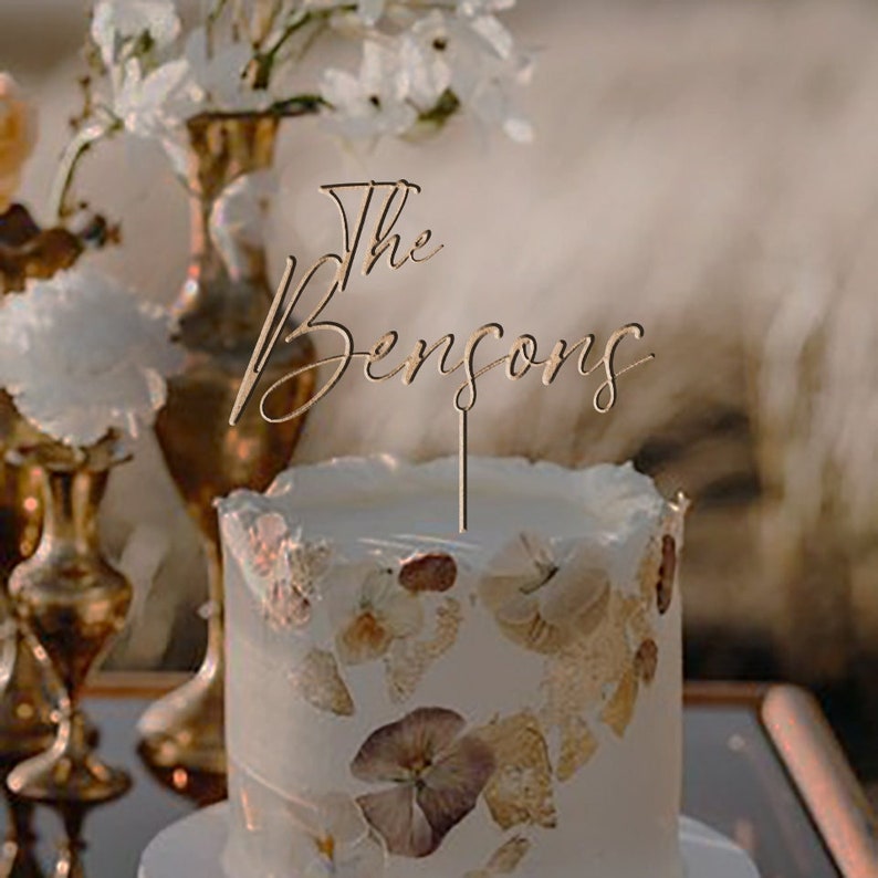 Personalized Wedding Cake Topper / Script Cake Toppers for Wedding / Rustic Wedding Cake Topper / Mr and Mrs Cake Topper / Birthday MIM image 1