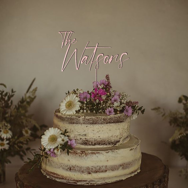 Personalized Wedding Cake Topper / Script Cake Toppers for Wedding / Rustic Wedding Cake Topper / Mr and Mrs Cake Topper / Birthday MIM Rose Gold
