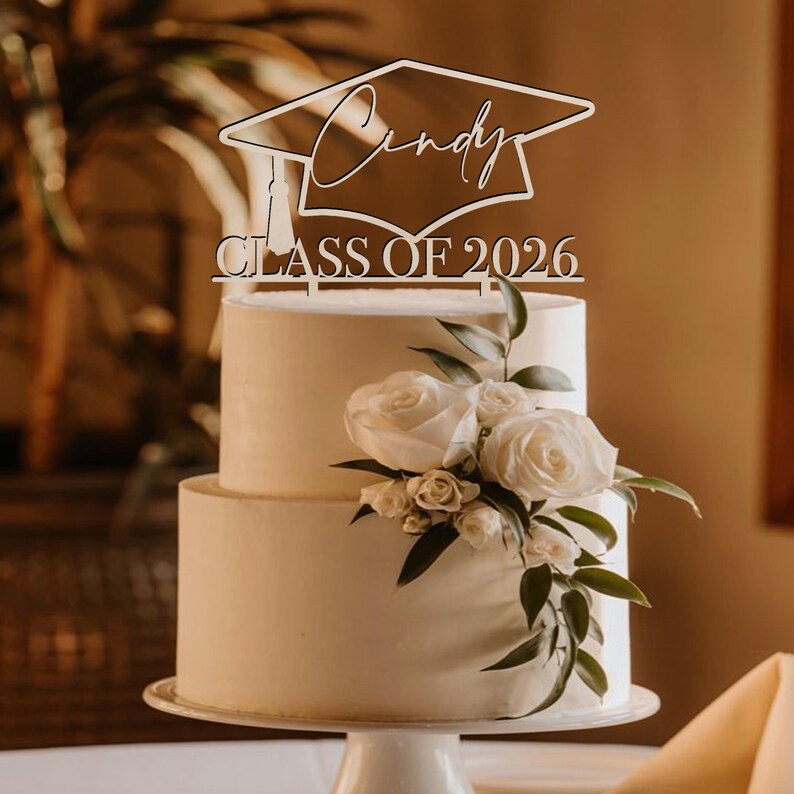 Personalized Wood Graduation Cake Topper / 2026 Graduation Decorations ...