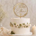 Personalized Baptism Cake Topper With Wreath / Custom Christening Cake Topper / Boho Floral God Bless Cake Topper / First Communion -MIM