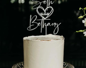 Personalized Rustic Wedding Cake Topper – Mr & Mrs Script Wood