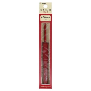 Tulip Etimo red crochet hook  soft grip 4.00 mm