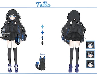 Custom Anime Character Reference sheet, Character design, For Vtubing, Oc, Streaming, Vtuber! Chibi and non chibi- Commercial use included!!