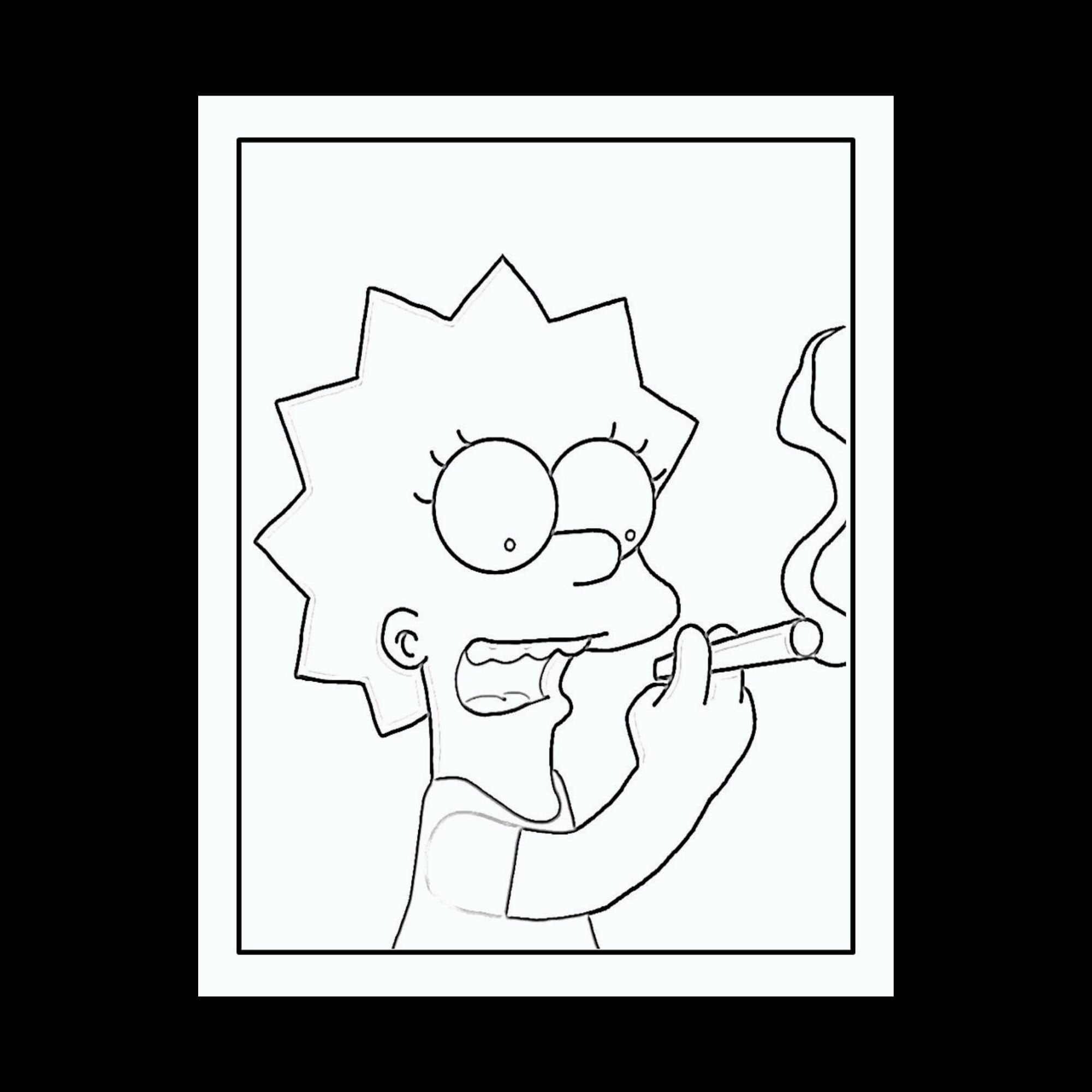 90s Cartoons Adult Coloring Pages The Simpsons Trippy Etsy