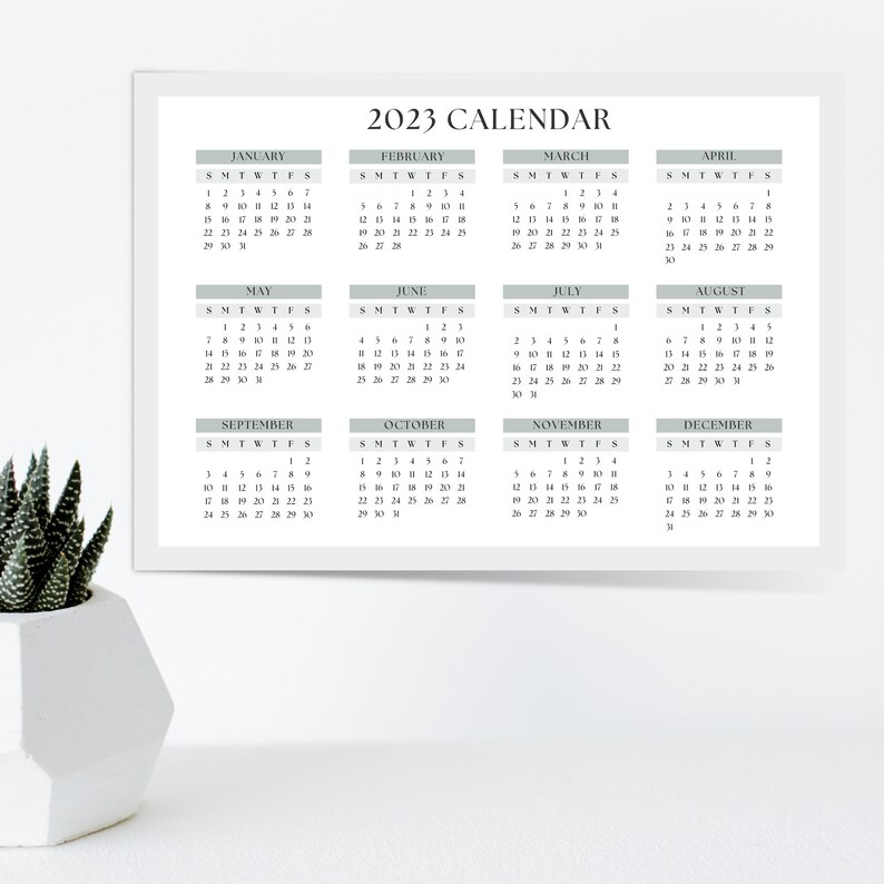 2023 year calendar printable desk calendar yearly wall etsy singapore
