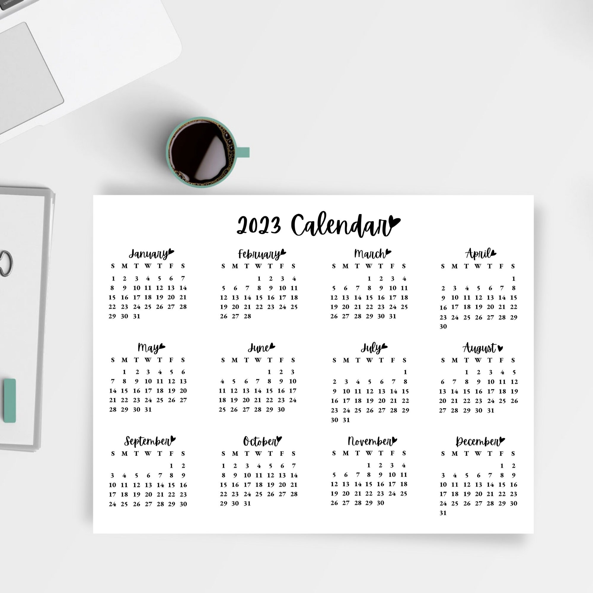 2023 Year Calendar Printable Desk Calendar Yearly Wall Etsy Australia