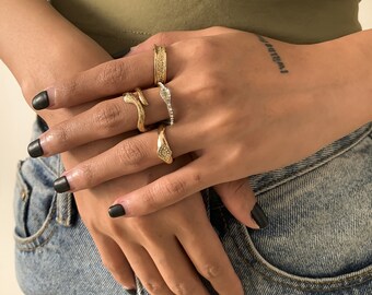 Anillo Cruzado Hueco Multicapa De Geometría Coreana Anillo Anillo Cruzado Hueco Multicapa De Geometría Coreana Anillo
